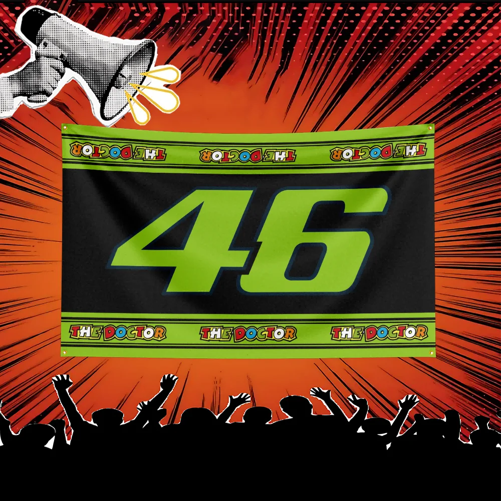 46 the doctor Motorcycle Flag 3x5 FT Polyester Banner For Garage Man Cave Wall Decor Biker Gift