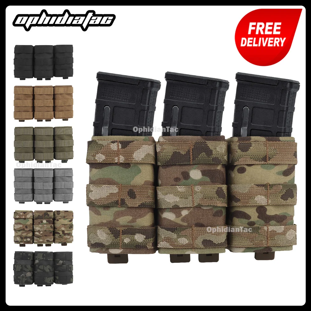 OphidianTac Triple Tall 5.56 M4 KYWI Magazine Pouch Insert Open Malice Clip Strap 500D Nylon Tactical Hunting Airsoft