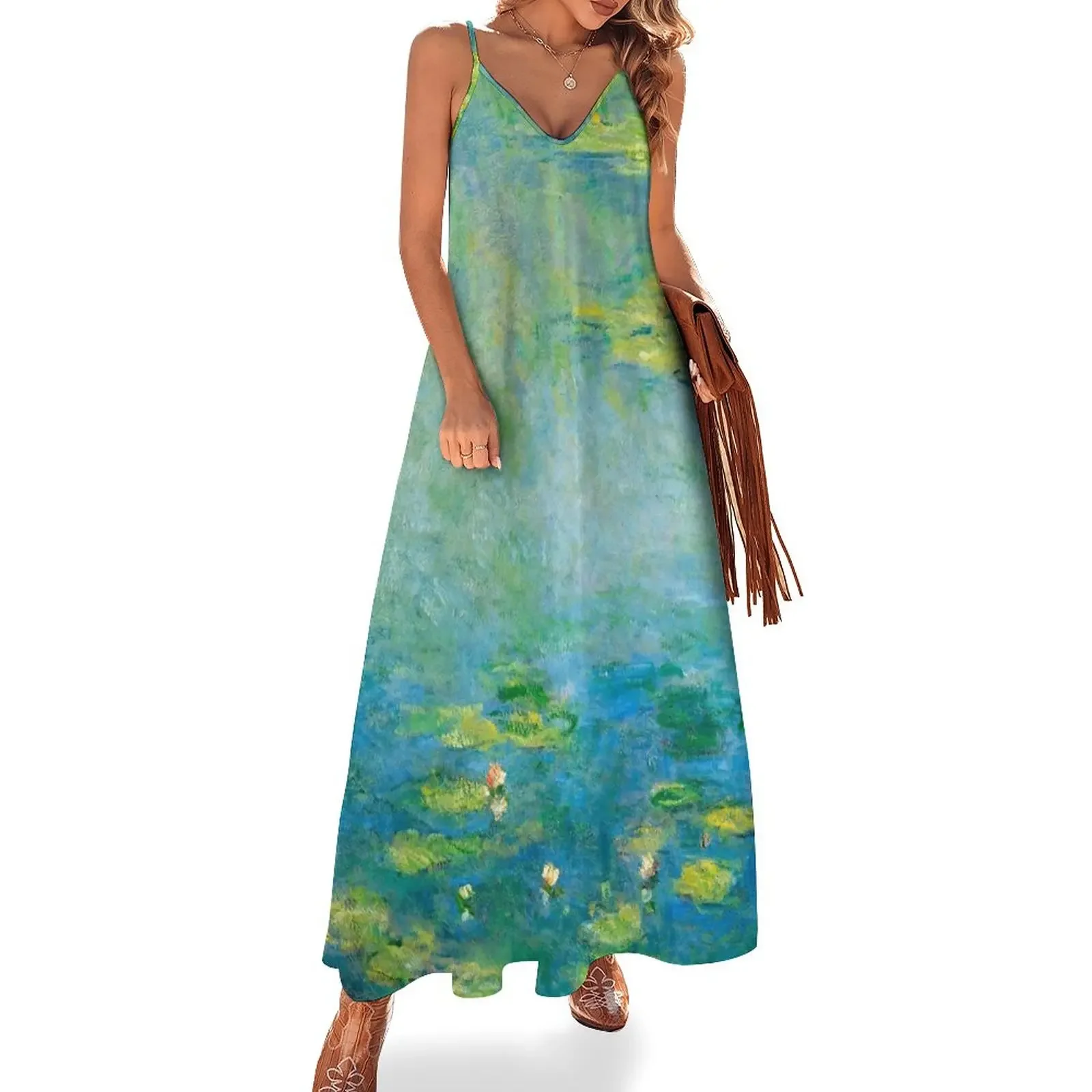 

1906-Claude Monet-Waterlilies-73 x 92 Sleeveless Dress Aesthetic clothing Dress woman Long dress woman