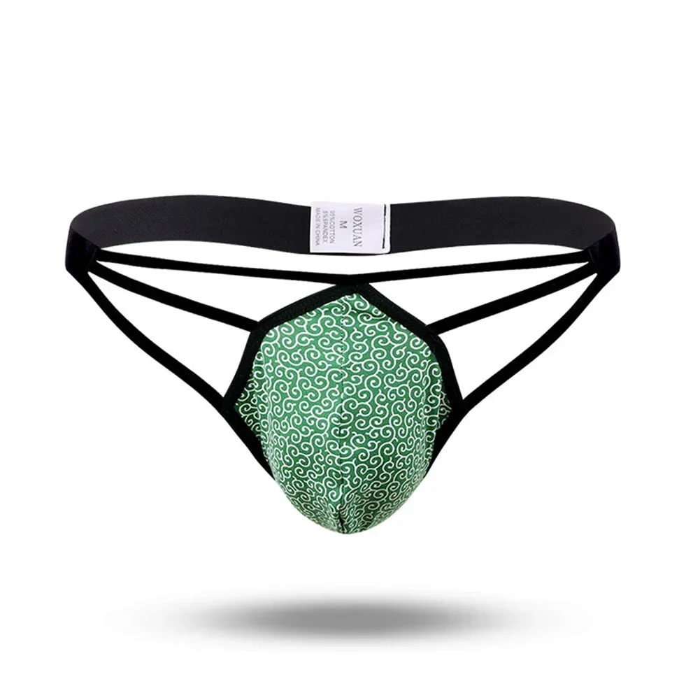 Men Cotton Underwear Low Waist G-String Thongs U Convex Pouch T-back Panties