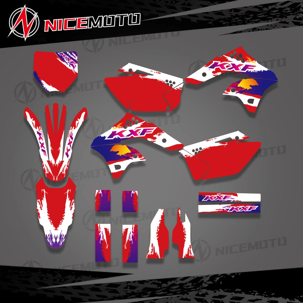 For Kawasaki KX250F KXF250 KX 250F KXF 250 2006 2007 2008 Full Graphics Decals Stickers Motorcycle Background Custom Number Name