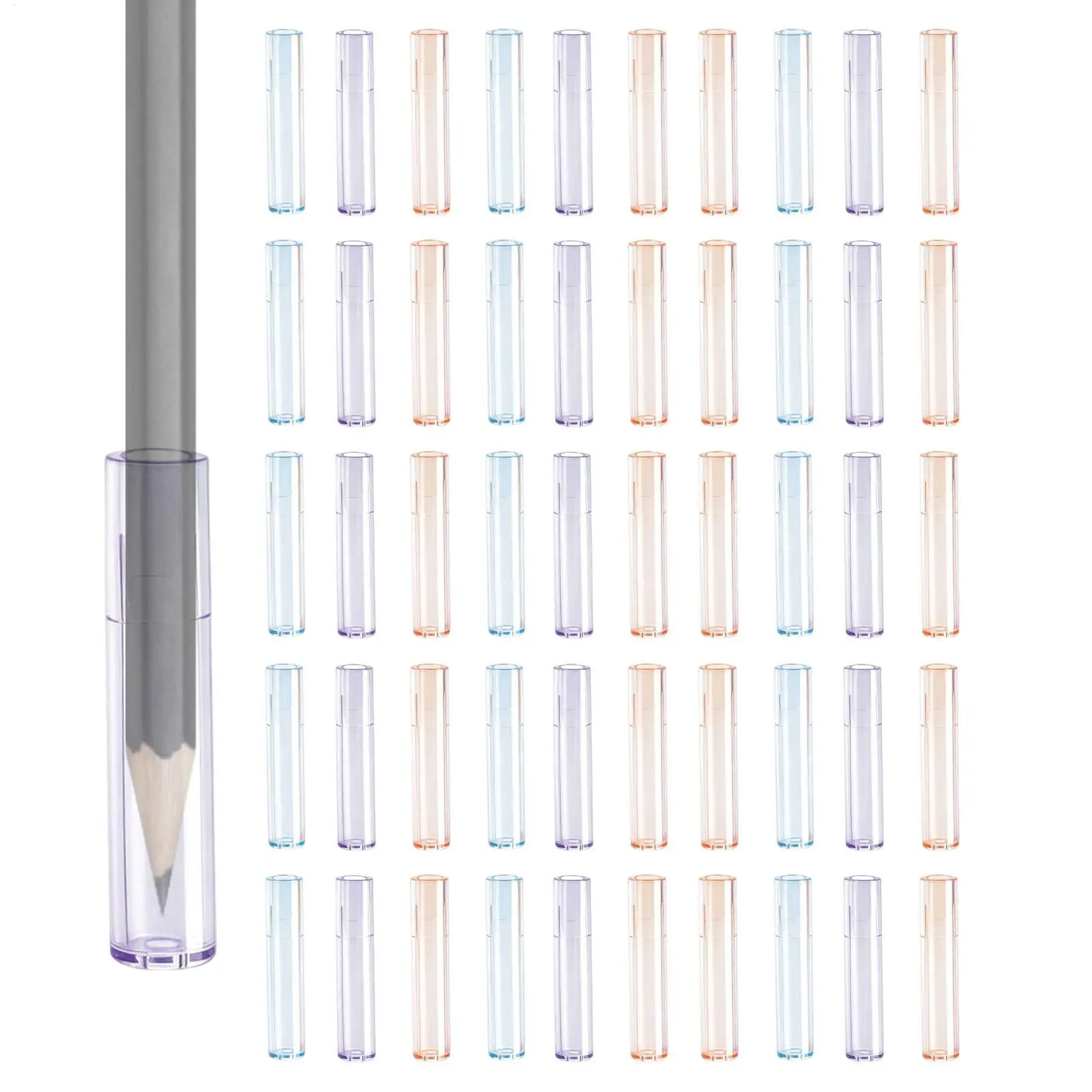 6Pcs 50pcs Pencil Cap Extenders Transparent Plastic Covers for Pencil Tip Protection School Stationery Classroom Writing Supply