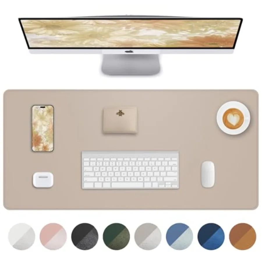 Desk Pad Protector - Non-Slip Waterproof PU Leather Desk Mat for Mouse, Keyboard, Laptop, Office and Home Workspace