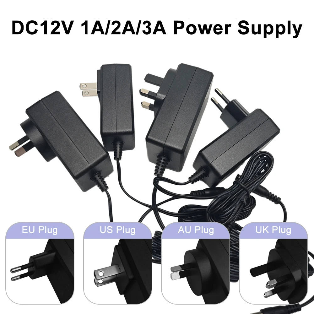 

DC12V 1A 2A 3A Power Supply LED Power Adapter Lighting Driver Transformer AU EU US UK Plug For LED Strip Light CCTV