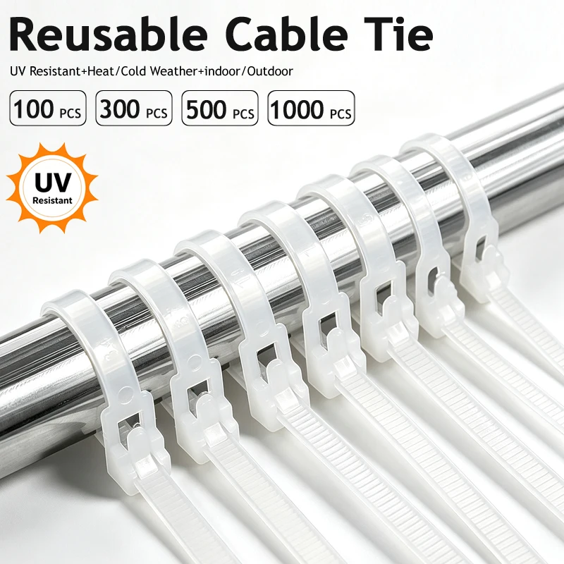 Reusable Zipties White Detachable Garden Trellis Ties Cable Ties Plastic Cable Management Wire Ties Home Vines Indoor Outdoor