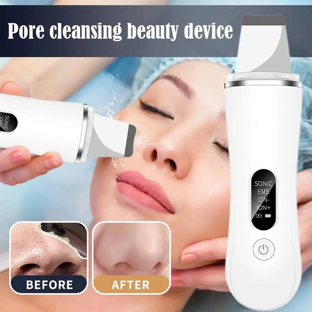 Ultradźwiękowy skrobak do skóry LED, lifting i ujędrnianie skóry, szpatułka EMS, jonowa głęboka oczyszczanie porów twarzy, urządzenie do usuwania zaskórników