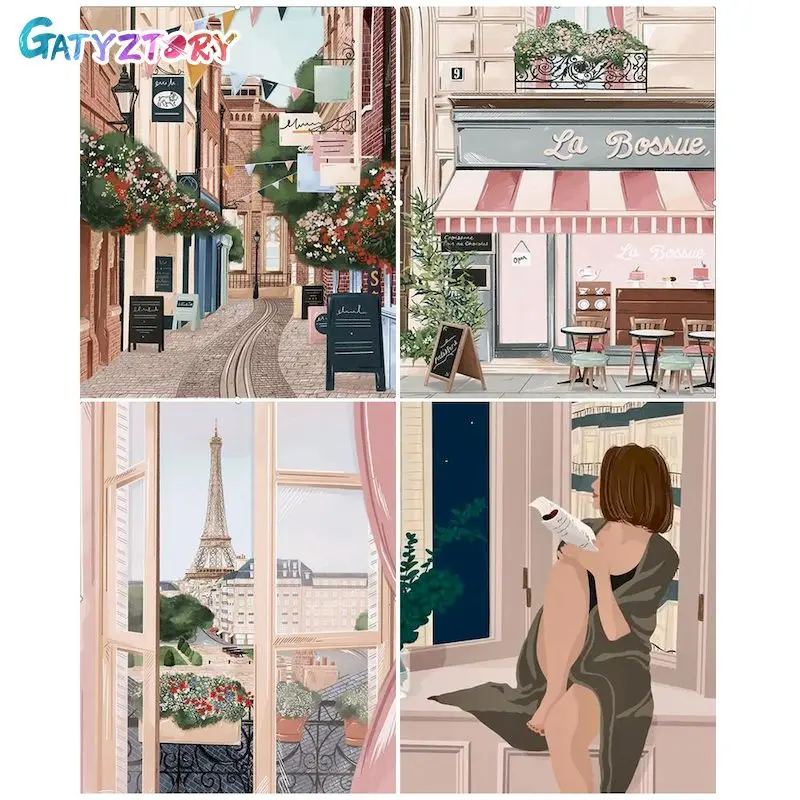 GATYZTORY Coloring By Numbers Girl Drawing On Canvas HandPainted Art Gift DIY Painting By Numbers Portrait Kits Home Decor