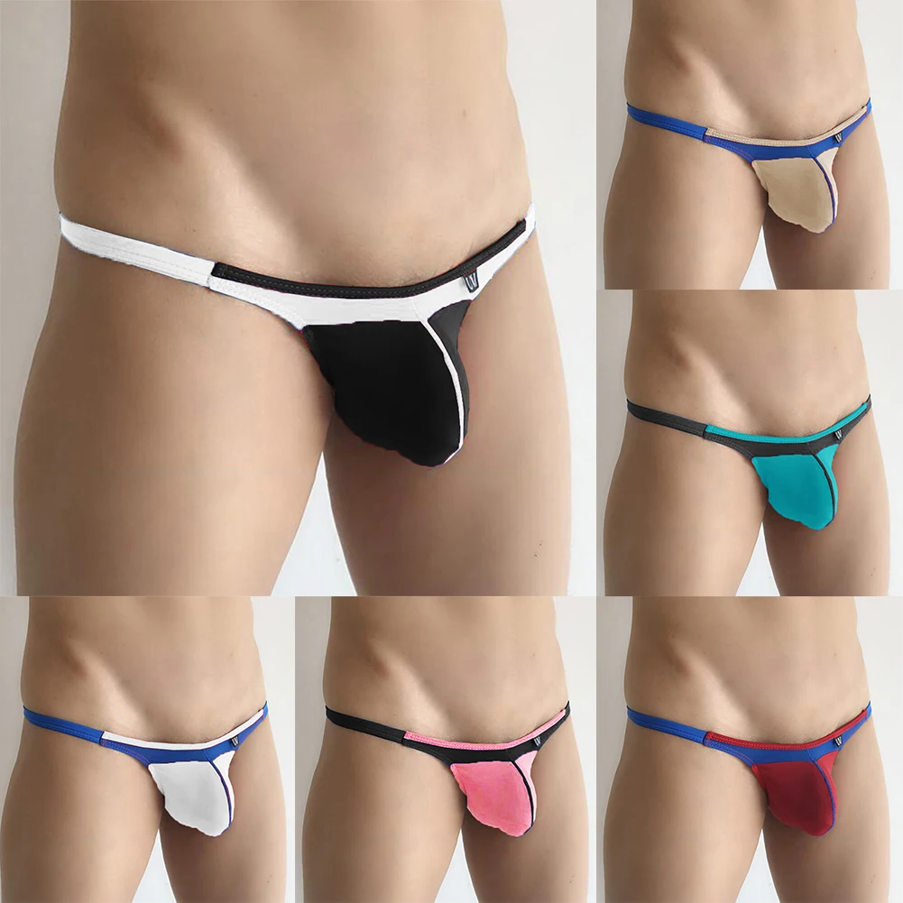 Men Sexy Pouch Bag Thong T Pants Ice Silk Bikini Bottom String Bikini Stretchy T-back Briefs Underwear Panties Tanga Hombre