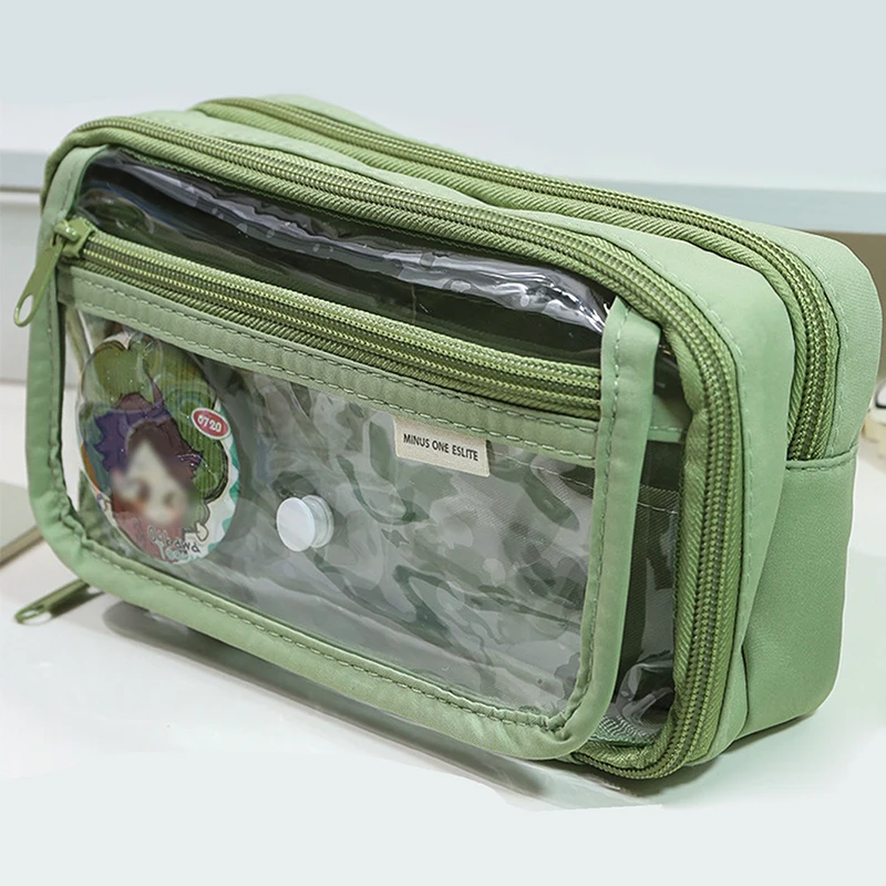 1 قطعة حقيبة أقلام رصاص لطلاب المدارس بسعة كبيرة متعددة الوظائف حافظة أقلام معكرون اللون مطابقة مقلمة لطيفة