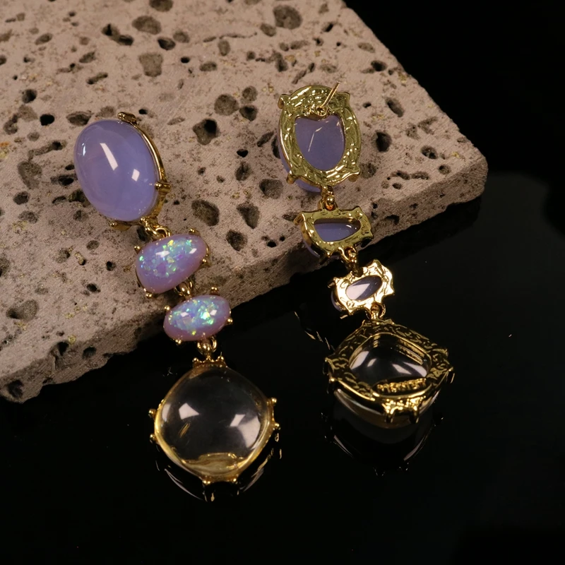 Long Pendant Glass Resin Geometry Earring Stud Sweet Party Jewelry For Women