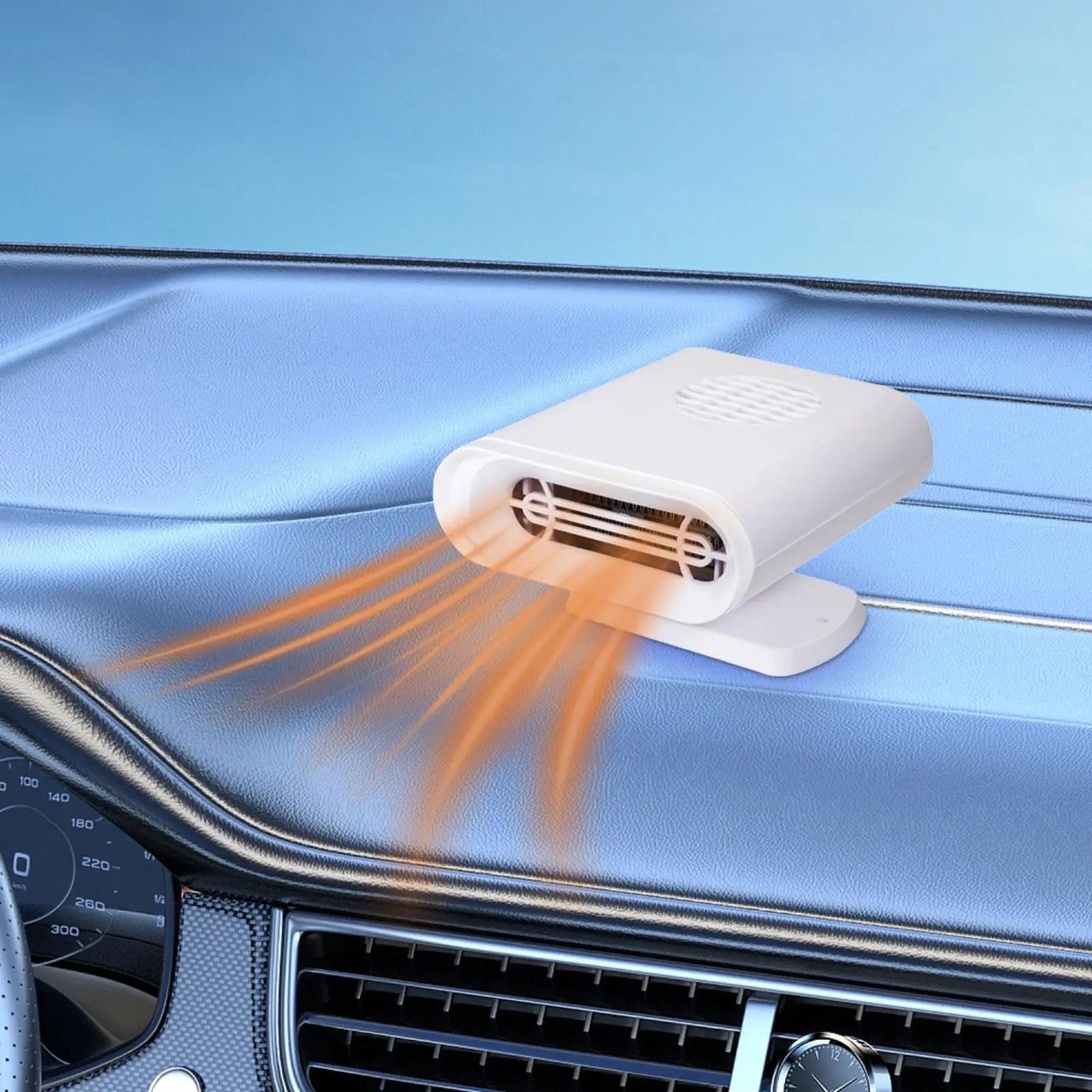 Vehicle Car Fan Heater Heating Windscreen Defogger White Windshield Defrosting 360 Degree Rotatable for Automotive Space Saving