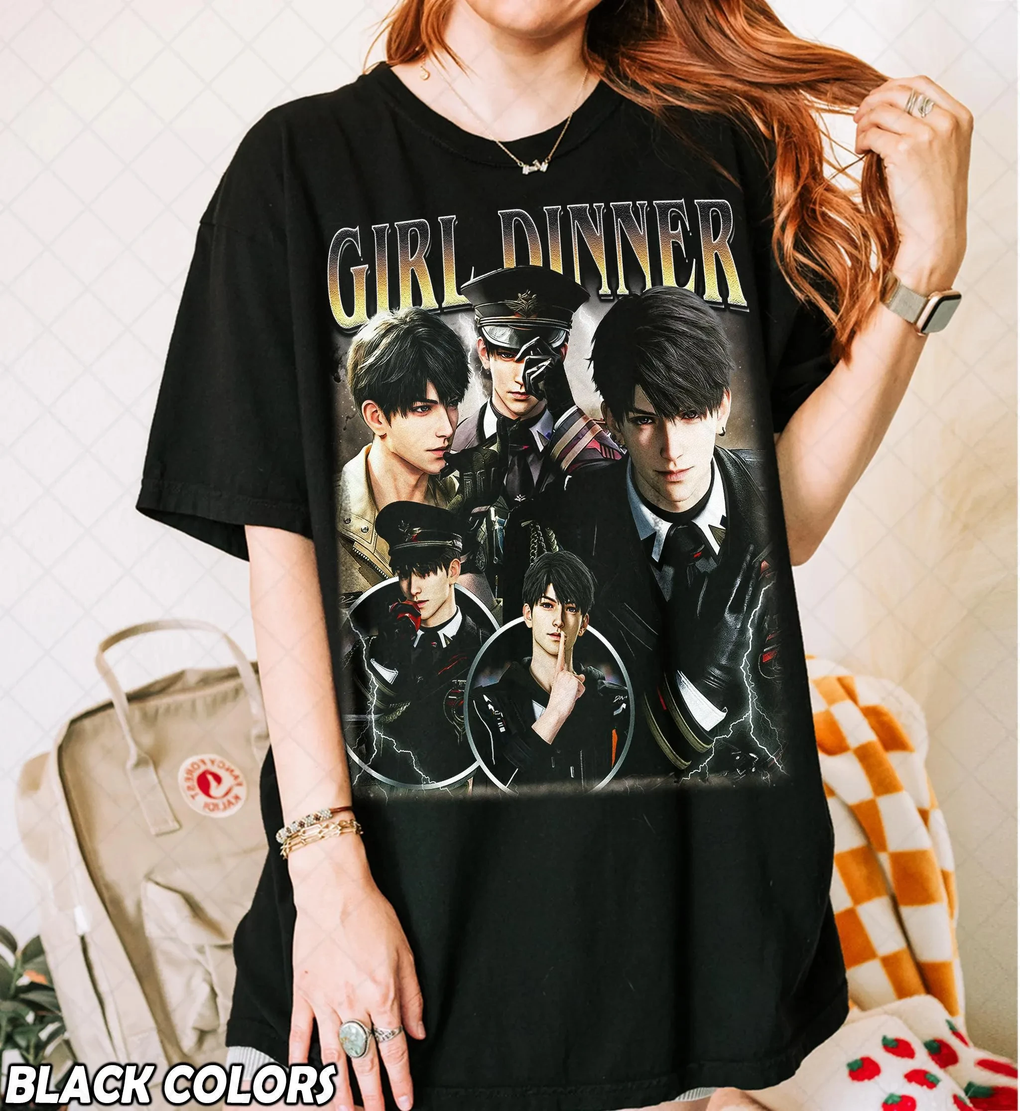 Retro Girl's Dinner Caleb Love & Deep Space Themed T-Shirt Couple Pure Cotton Spring/Summer Base Layer  graphic t shirts