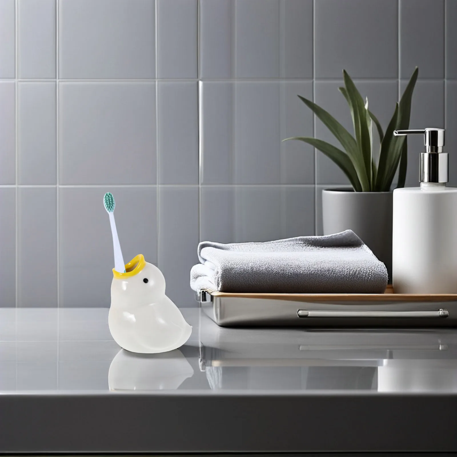 

Ceramic Toothbrush Holder Cartoon Duck Cute Bathroom Toothbrush Organizer Rack Travel Home Accessories Tooth Brush Organizer