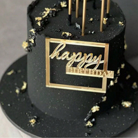 3pcs Happy Birthday square Acrylic Cake Topper Gold Silver Rose Gold Birthday Party Baby Shower Cake Decoration Accessories