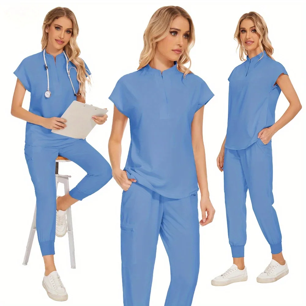 

Work Clothing for Women Nurse Uniforms Scrubs Set Hospital Work Wear Wholesale New Blue Overalls Unisex Solid Uniform