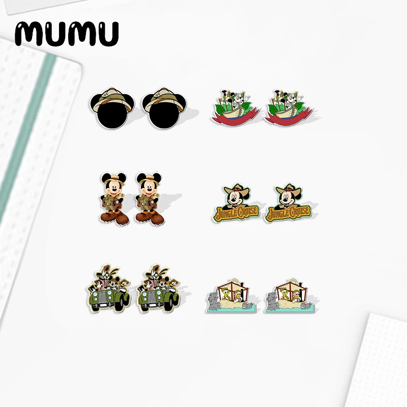 2024 New Jungle Cruise Stud Earring Mickey Epoxy Jewelry Resin Acrylic Earrings Handmade Gifts Fans