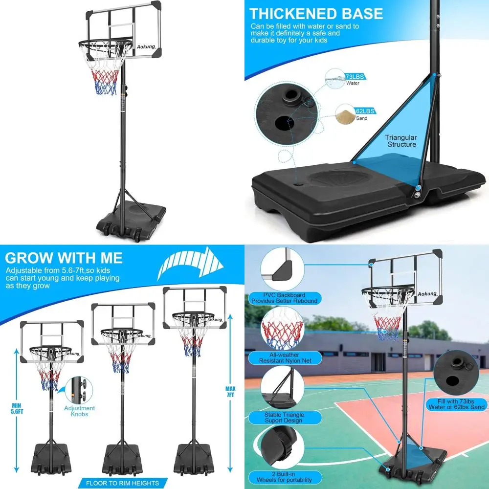 

Система молодежных баскетбольных колец с регулируемой высотой: портативная дека диагональю 28 дюймов для подростков, дальность действия 4,8-7,7 футов/5,6-7 футов, идеально подходит для выращивания.