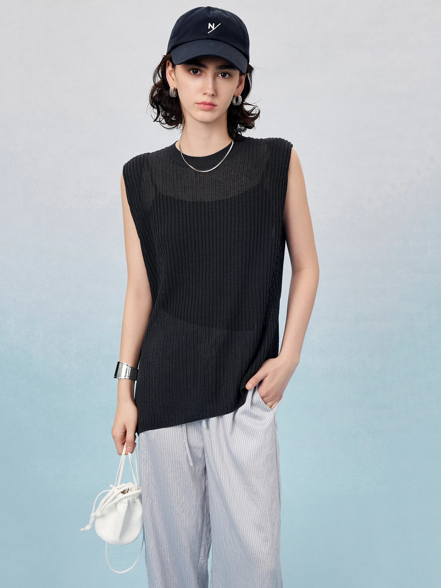 

Летний жилет CLMX для повседневной носки, цветной, из быстросохнущей смесовой ткани (лен/вискоза), вязаный, женский, модный