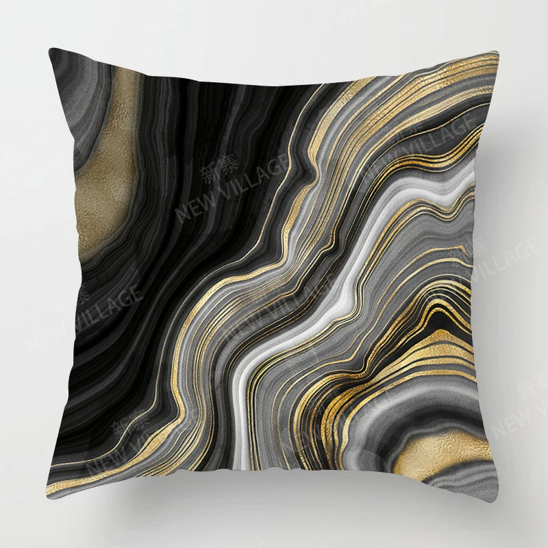 Abstract Personality Design Black Marble Cushion Cover Home Decor Throw Pillow Cover Living Room Sofa Decor