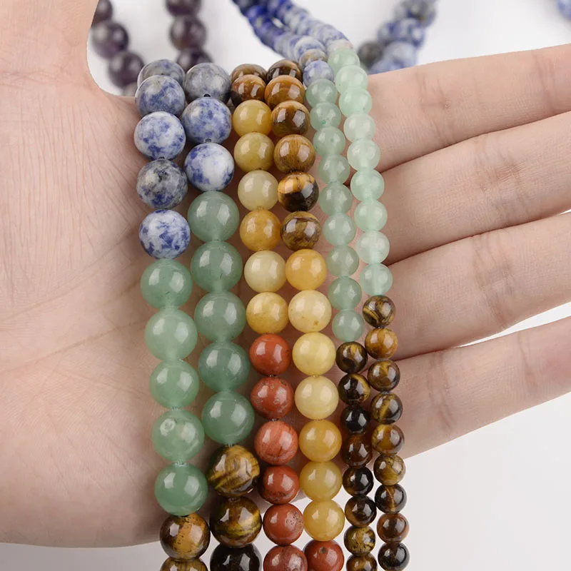 1 حبلا أنواع متعددة مختلطة الخرز الحجر الطبيعي سبعة شقرا الخرز الجولة فضفاض خزر عازل DIY بها بنفسك صنع المجوهرات اكسسوارات #5