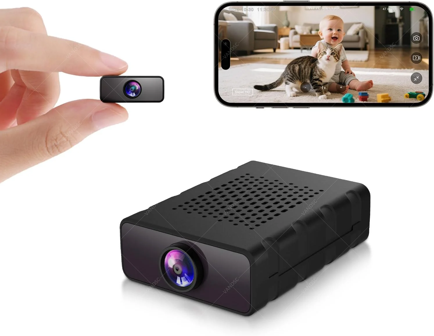 HD Mini Nanny Cam Cloud &SD Storage Auto Night Vision Security Camera WiFi IP Cam No WiFi Recording for Baby/ Pet Motion Detect