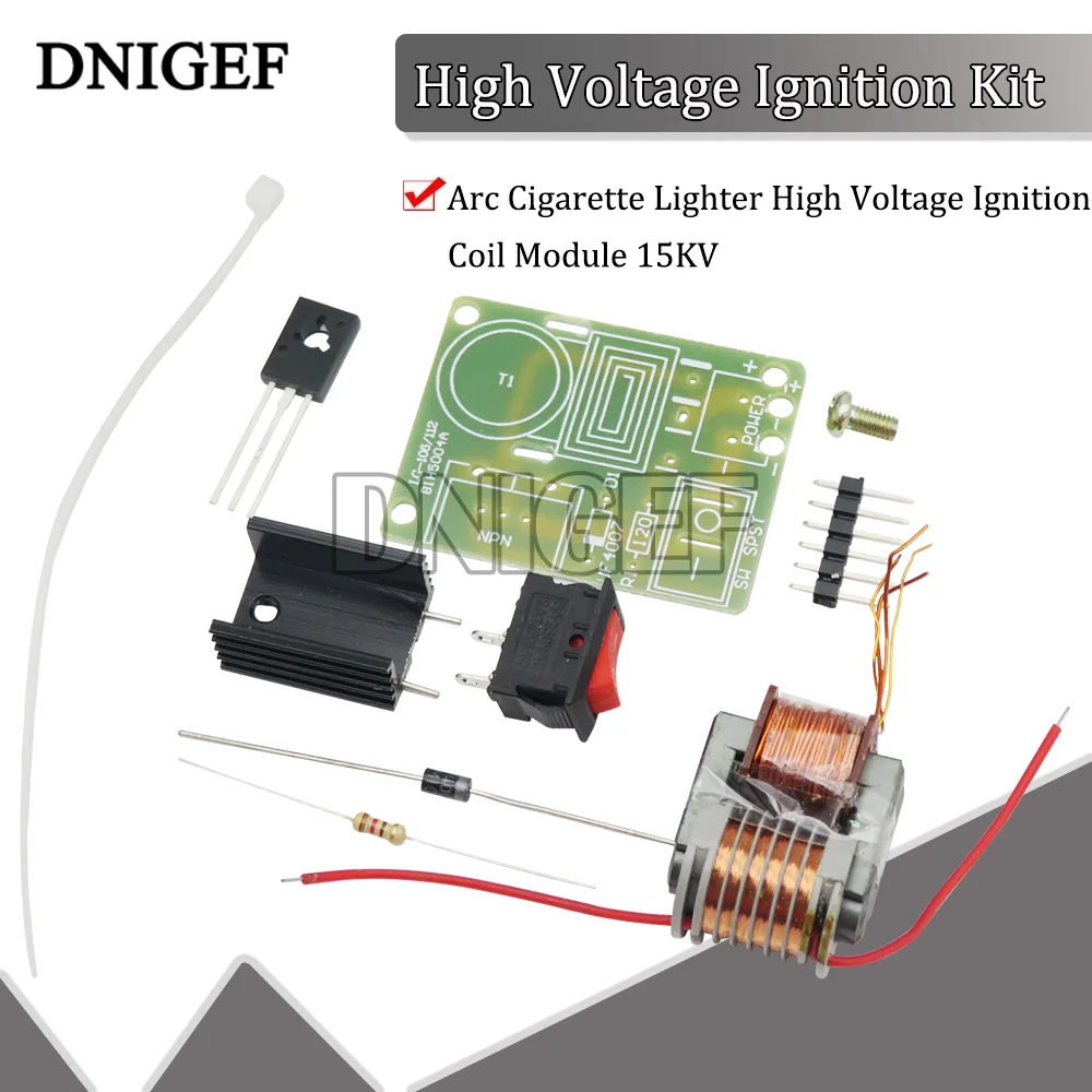 DNIGEF 15KV High Frequency DC DIY Kit 3.7V  Arc Ignition Coil Generator Inverter Boost Step Up Module U Core Transformer