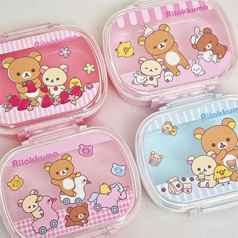 

Rilakkuma Bento Box Cartoon Snacks Fruit Dim Light Meal Sum Sealed Fresh Box Students Children Outdoor Travel Portable Tableware
