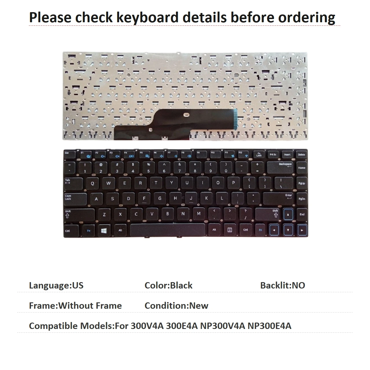 New US Language  Keyboard For Samsung 300V4A 300E4A NP300V4A NP300E4A Notebook PC Replacement Keyboard