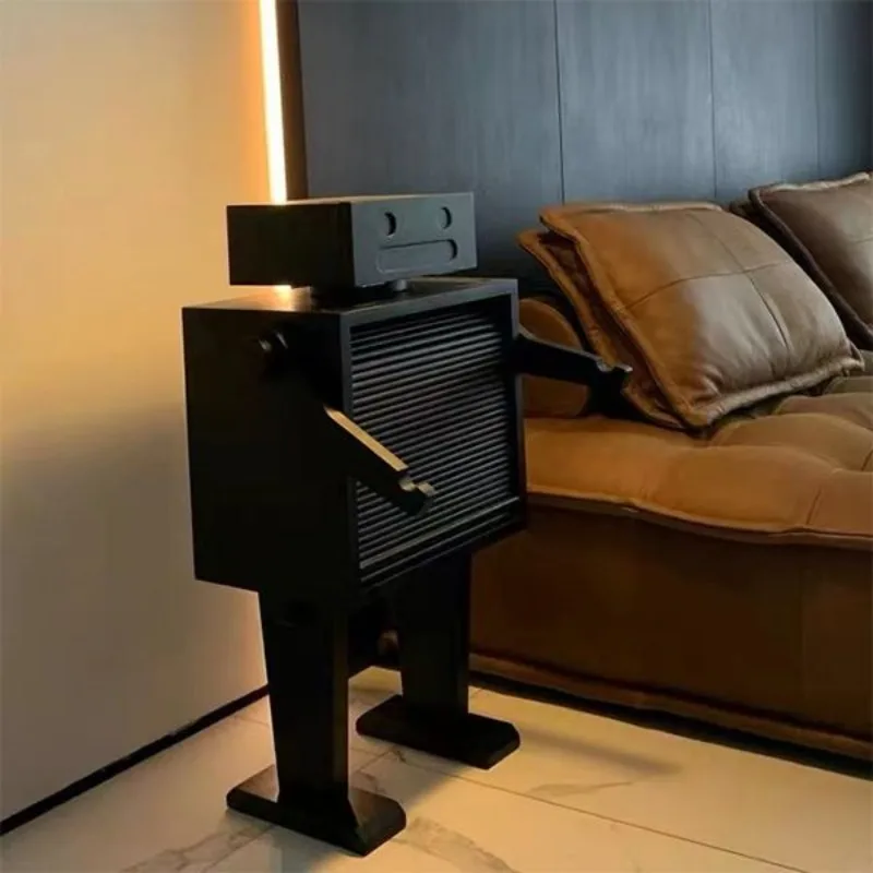 Beech solid wood bedside table, sofa black robot cabinet, bedroom living room storage decorative cabinet
