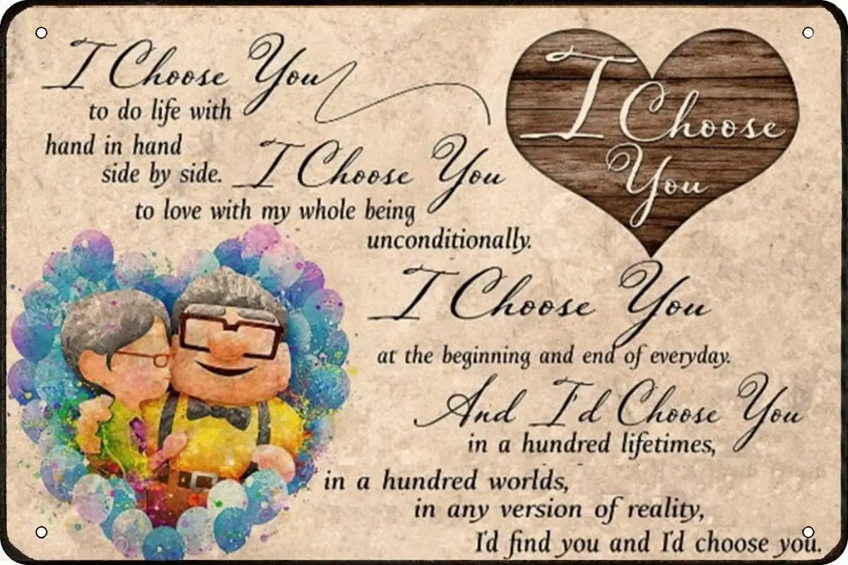 زوجين أختار أنك للقيام بالحياة كارل وإيلي مضحك معدن القصدير تسجيل جدار ديكور رجل الكهف بار ريترو معدن خمر تين تسجيل