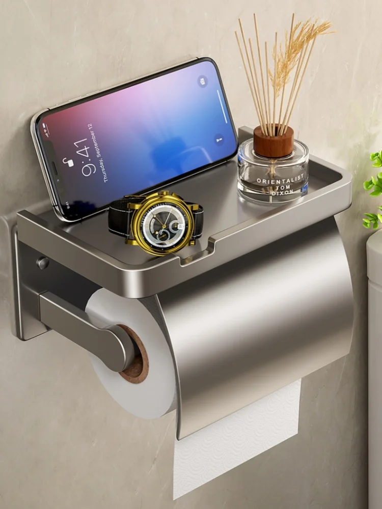 Bathroom Water Tissue High Capacity Case Accessories Phone Storage Box Roll Toilet Paper Holder Kleenex Floating Wall Shelves