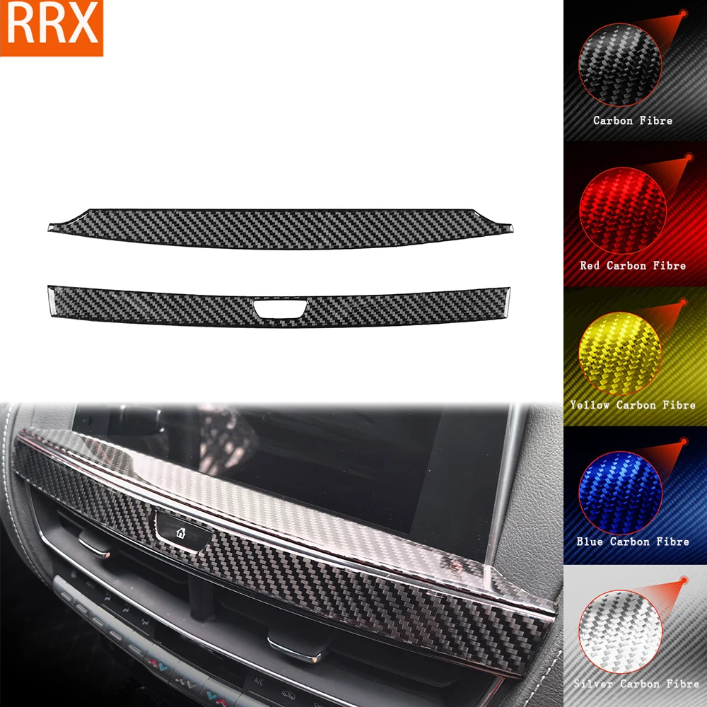 For Cadillac CT5 2019-2025 Real Carbon Fiber Sticker navigation dual flash switch Panel strip Car inside decorative Accessories