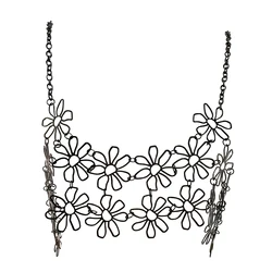 YOUR BUMP CURVE Handmade black metal iron flower-shaped cutout fashion sexy 2023 new women's bolero club