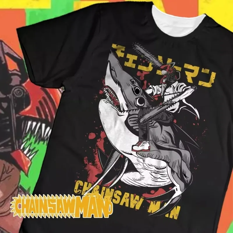 2026 الساخن بالمنشار رجل انمي ياباني تي شيرتات قصيرة الاكمام الرجعية الرجال النساء الاطفال عادية فضفاض الشارع الشهير تي شيرت P02