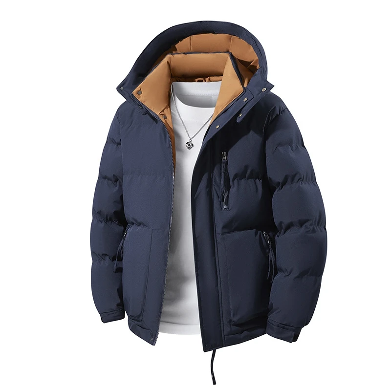 Men Plus Size Hooded Cotton Coat L-8XL Winter Thickened Warm Puffer Jacket for Big Tall Guys 140kg Casual Versatile Trendy Style