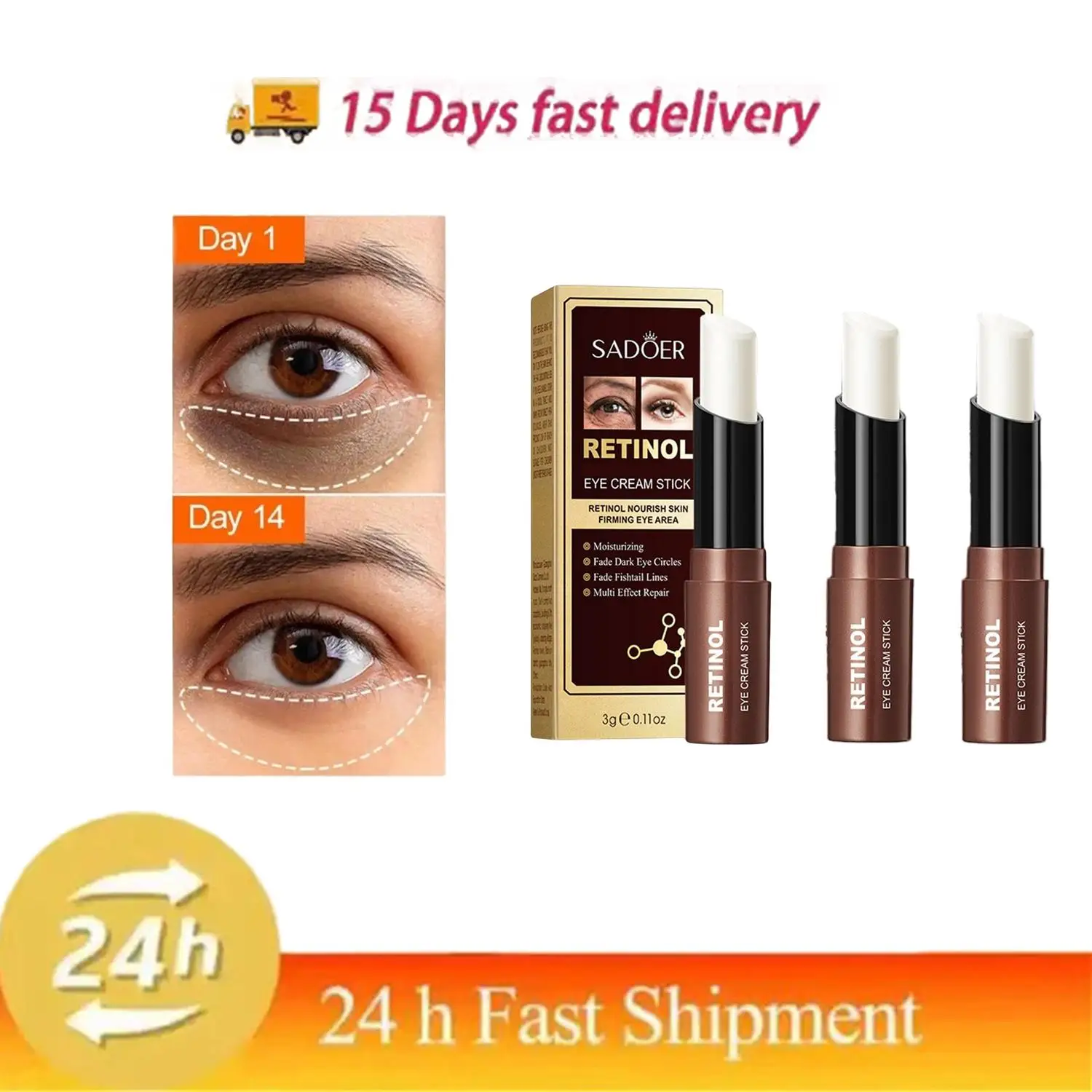 

3X Instant Eye Bag Removal Cream Collagen Anti-Wrinkle Fade Fine Lines Firming Skin Anti Dark Circle Puffiness Brighten Eye Care