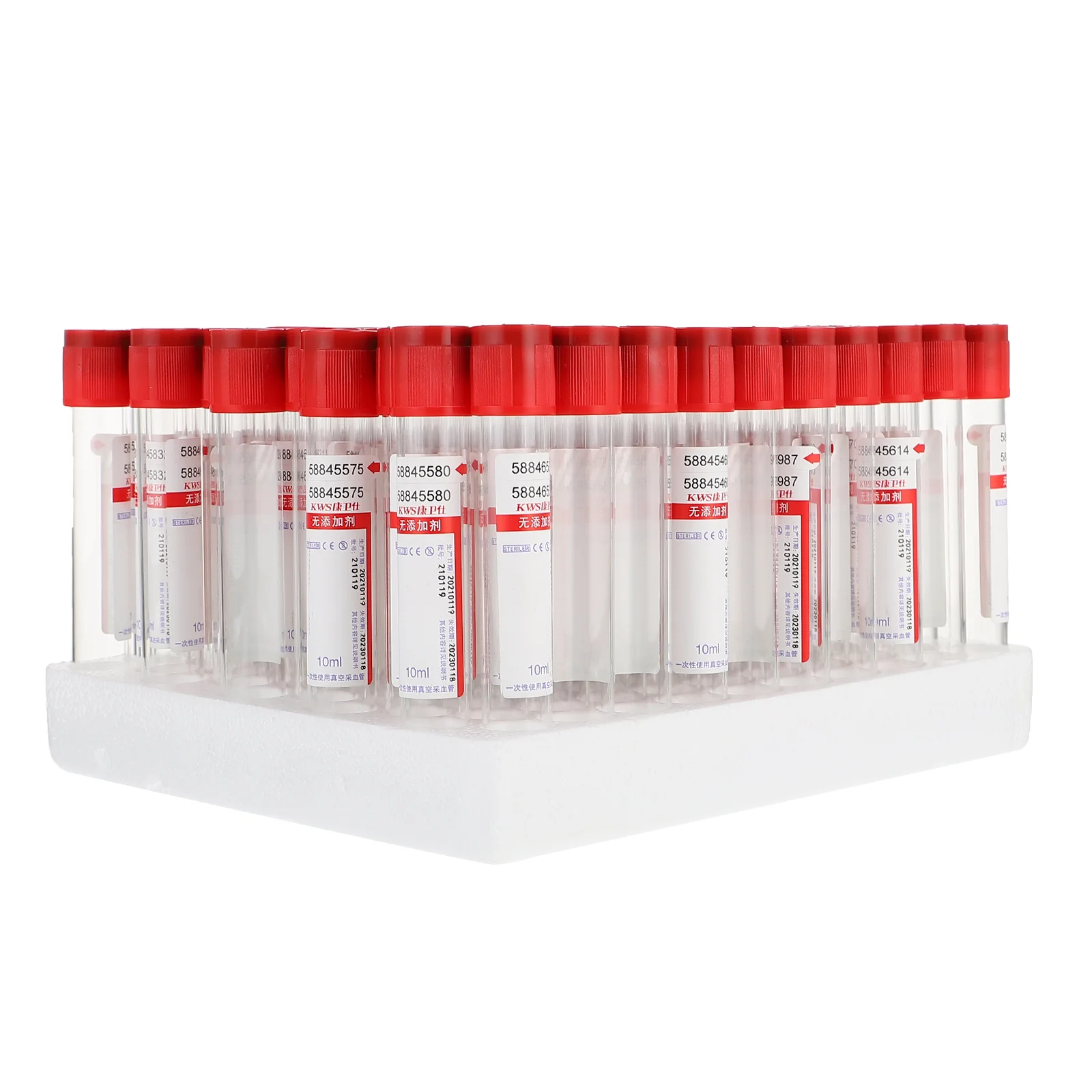 100 Pcs 10ml Blood Collection Tube Test Vacuum Glass Tubes Sampling Graduated Lab Container Liquid Storage with Lid