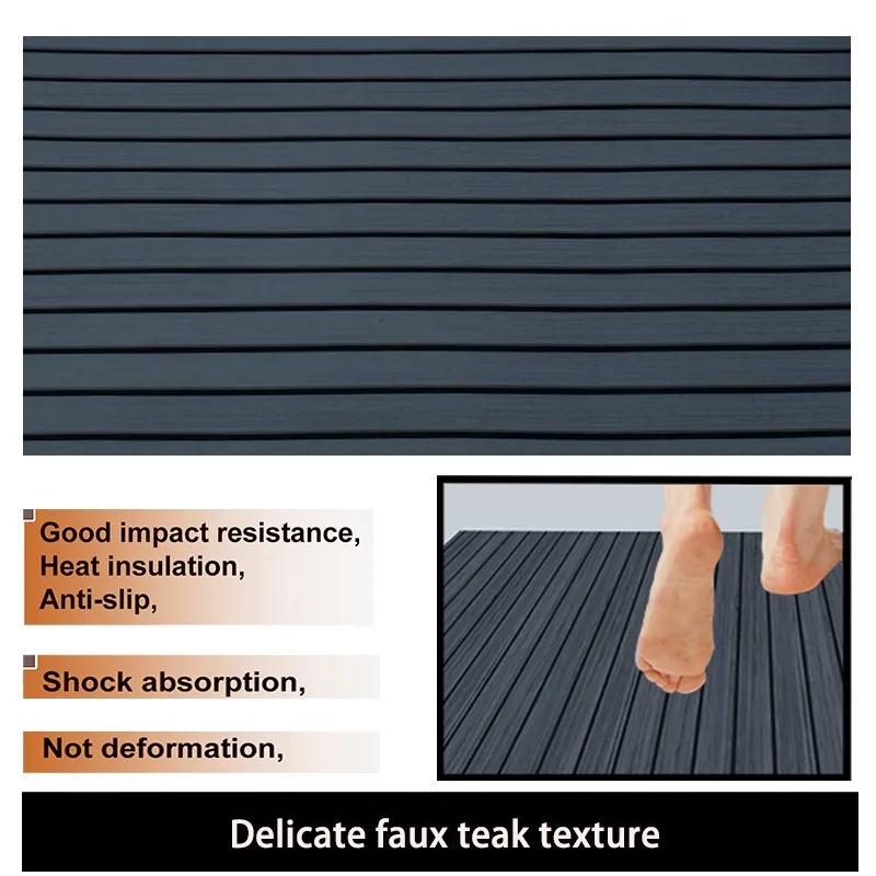 Marine Yacht Grille Self-Adhesive Pad Shockproof Durable Faux Teak Decking Sheet Mat for Boat Interior Exterior RV Modification