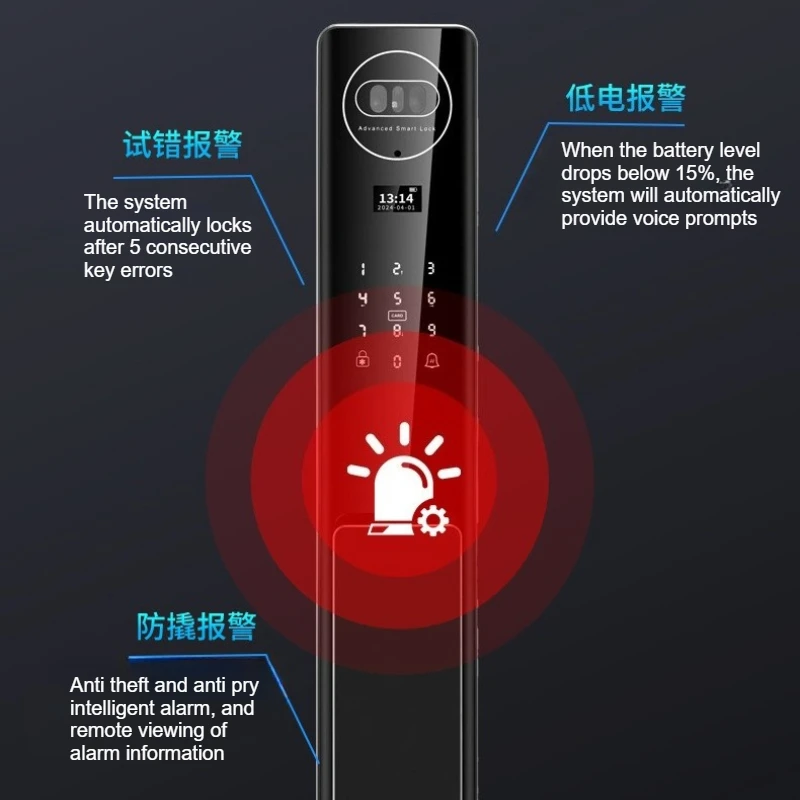 Waterproof Moisture Proof CNC Smart Lock 3D Face Recognition Fingerprint Video Intercom Monitoring Keyless Entry Door Lock