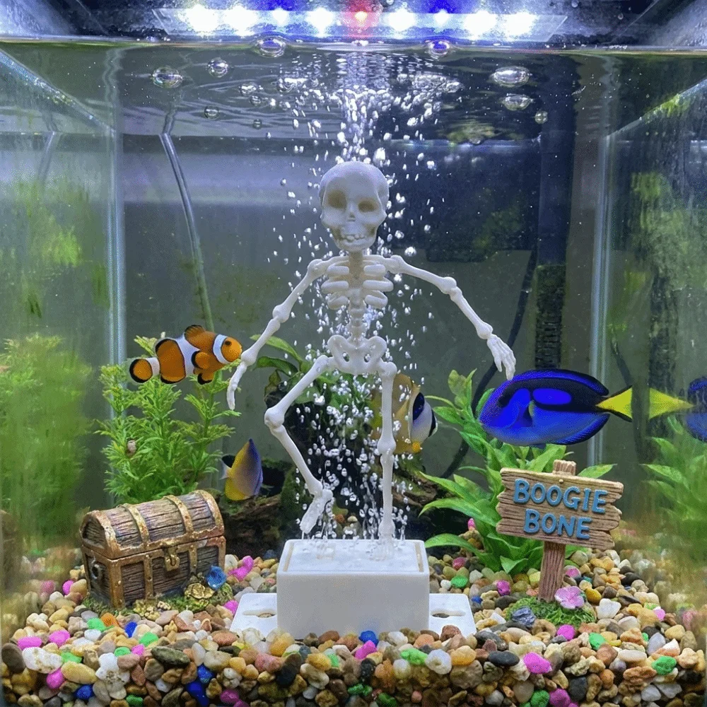 Air Pump Driven Dancing Skelet - Aquarium Fish That Glow In The Dark ulasan dan harga