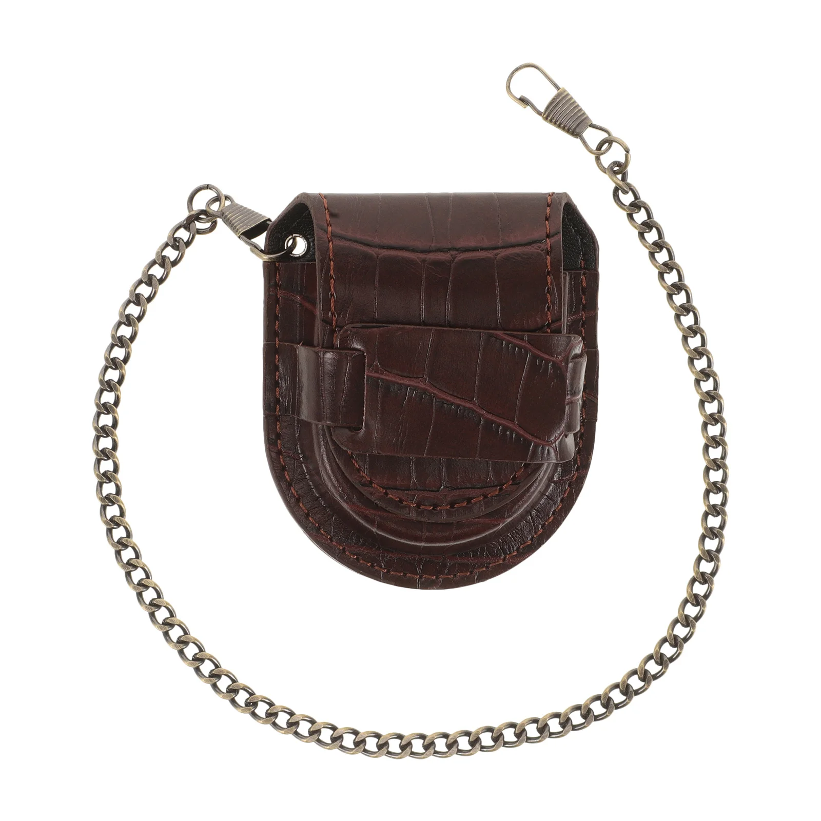 

Bamboo Pattern Pocket Watch PU Case Belt Holder Portable Protective Watch Storage Accessory for Men Women