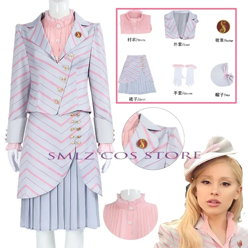 

Glinda Cosplay Anime Witch Elphaba Cosplay Costume Woman Gotic Pink Uniform Hat Suit Party Play Outfit for Women