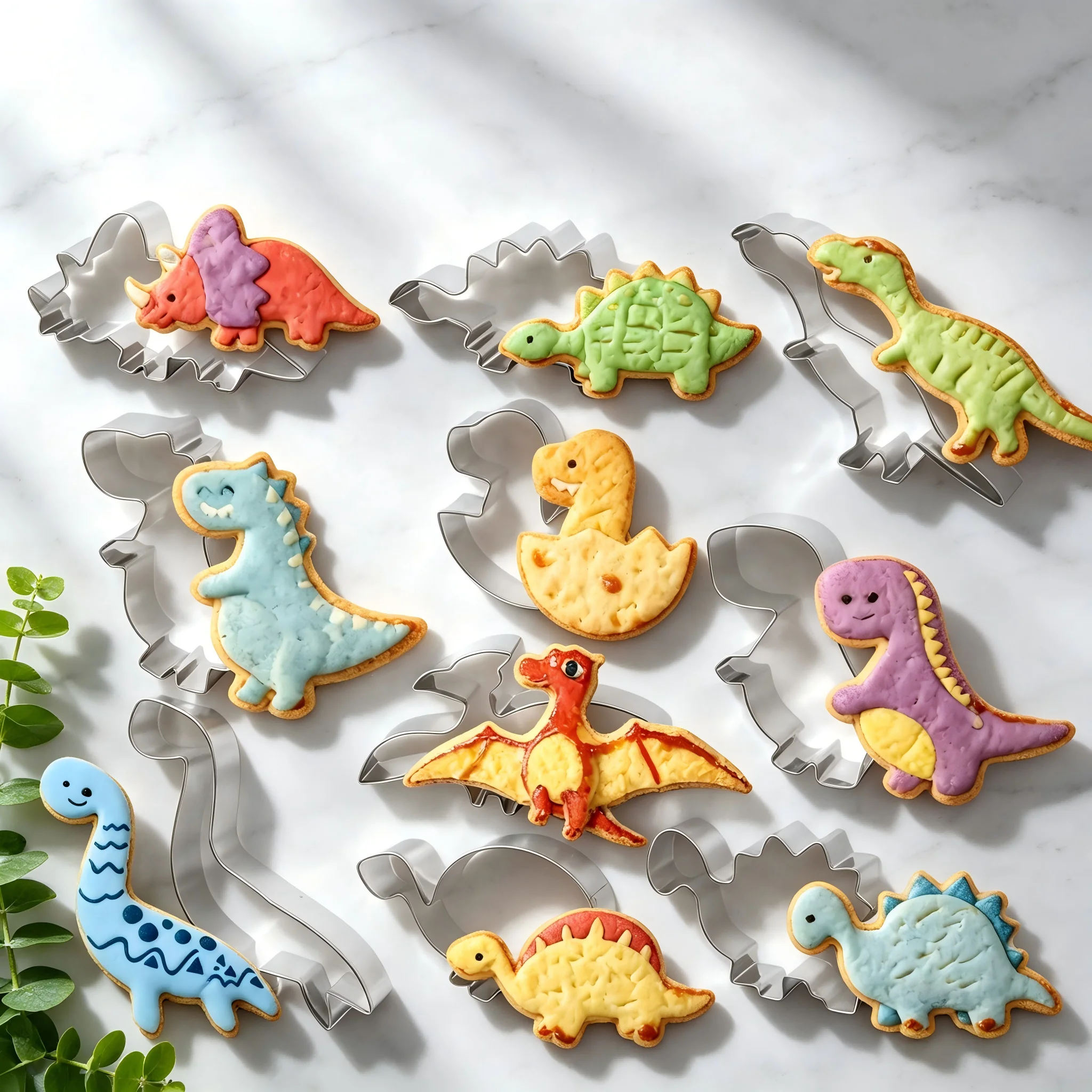 10-teiliges Dinosaurier-Ausstechformen-Set aus Edelstahl, Lebensmittelqualität, Sandwich- und Fondantformen, leicht zu reinigen, Kuchendekoration für das Backen zu Hause