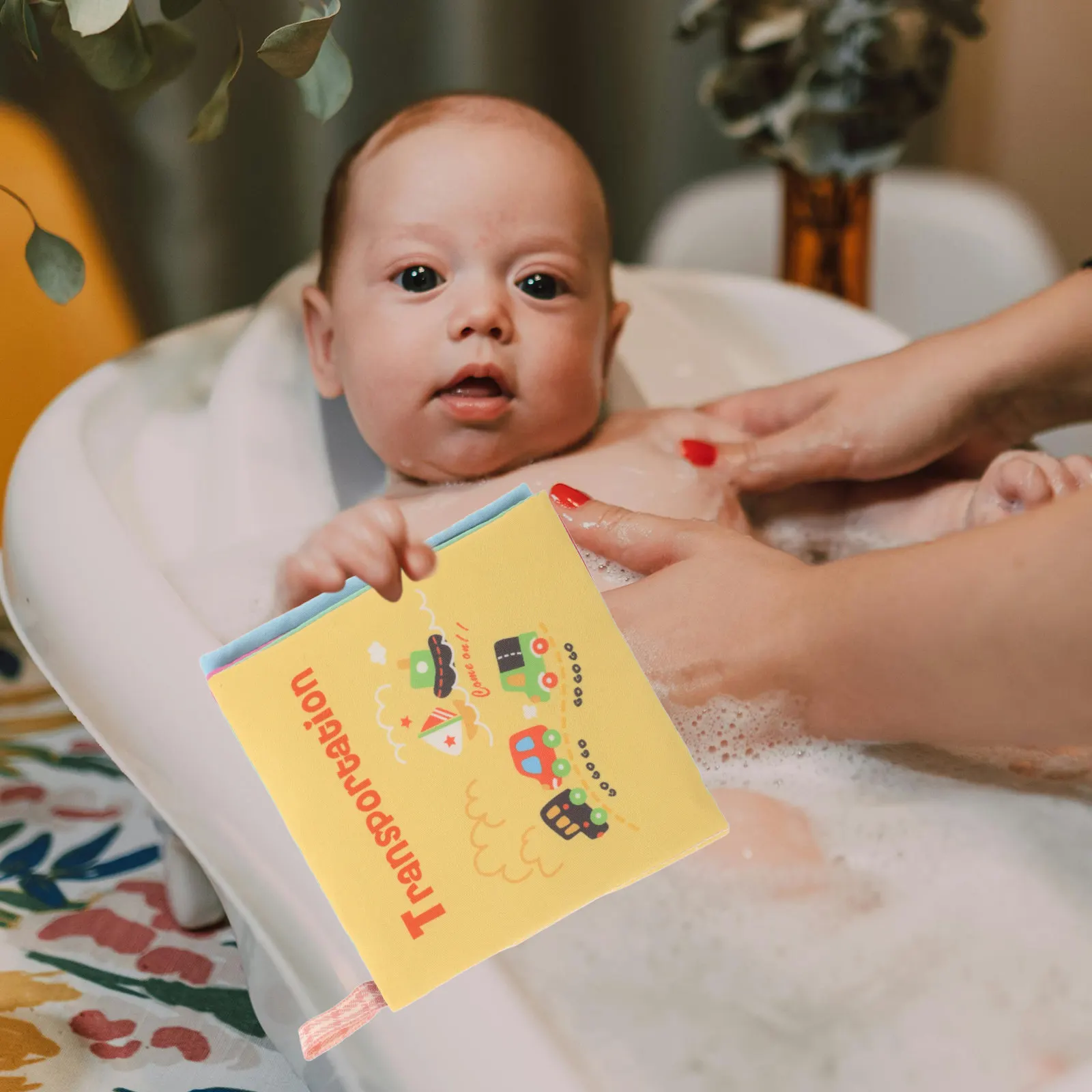 

Baby Bath Book Crinkle Cloth Early Learning Soft Fabric Book Cartoon Recognition Interactive Bath Time Infant Development