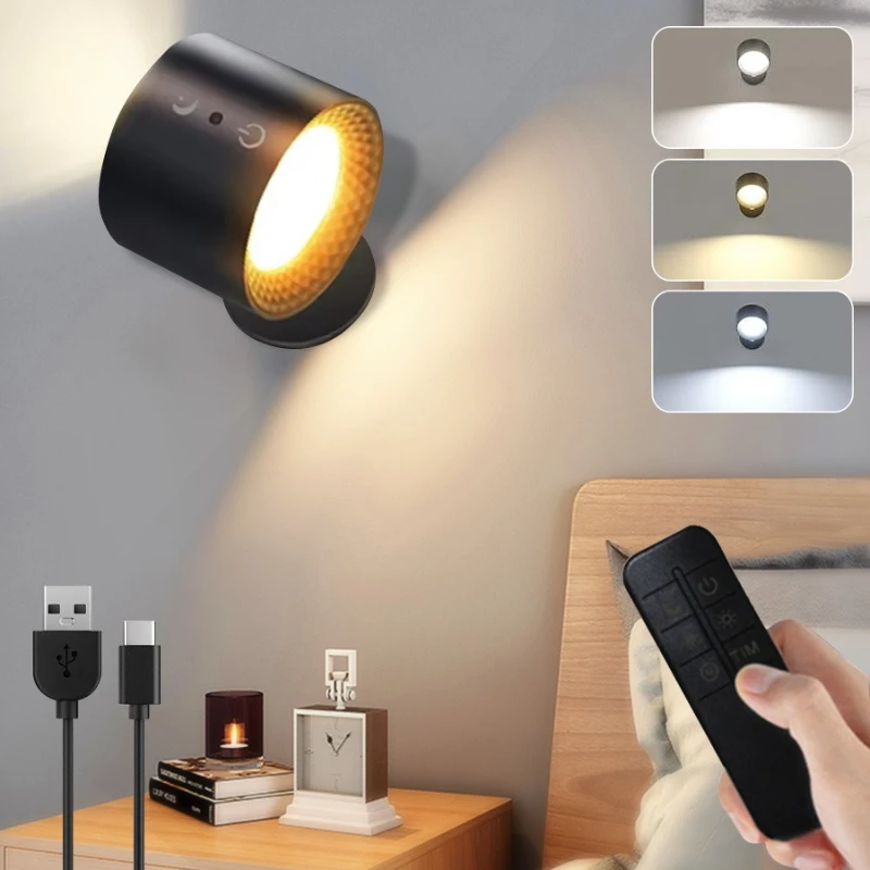 

Светодиодные настенные светильники с сенсорным управлением, двойной настенный светильник с поворотом на 360 градусов, 3 цвета, беспроводные ночники, светильник для спальни