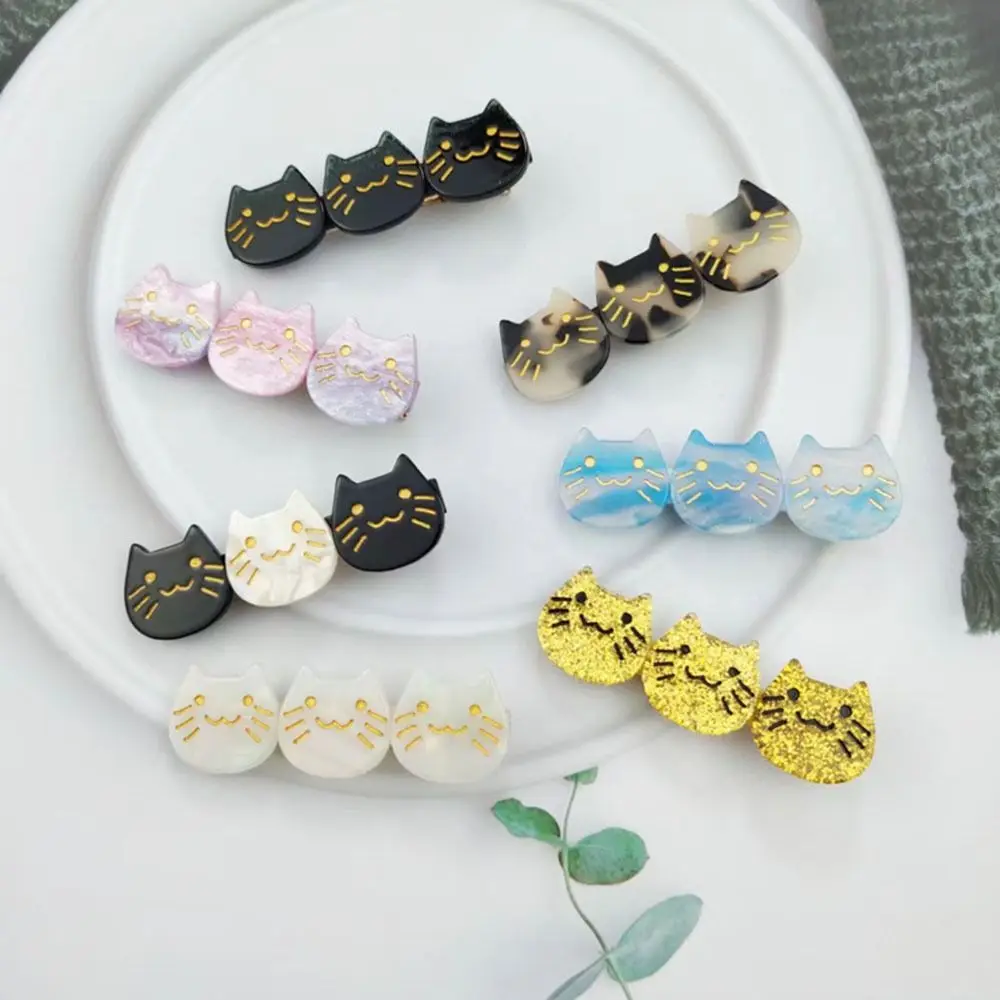 Cute Cat Acetic Acid Hair Clip For Women Girl Children Side Clip Bangs Clip Cat Hairpin Duckbill Clip Girls Hair Accessories