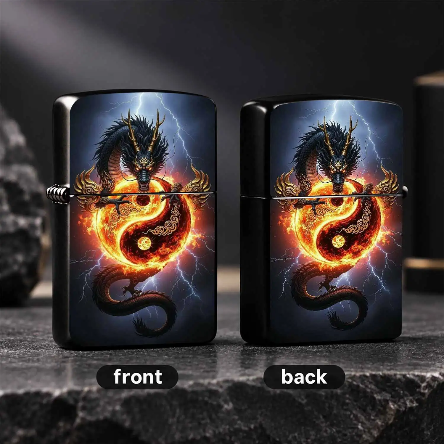 Stylish Eastern Dragon Themed Pocket Igniter, Cool Lightning Vibe Decorative Accessory, Portable Practical Tool For Outdoor Camping, Unique Exquisite Gift For Friends And Collectors, Daily Use Must-Have With Stunning Artistic Print A Humoro