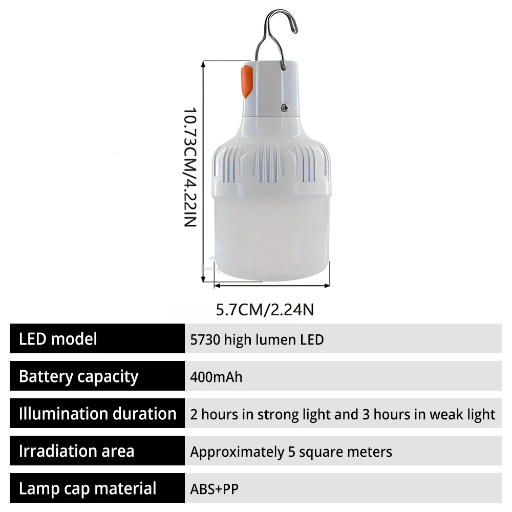 60mm USB Rechargeable Led Bulb Portable Camping Emergency Lighting Light Flashlight Outdoor Garden Picnic Work Hanging Tent Lamp