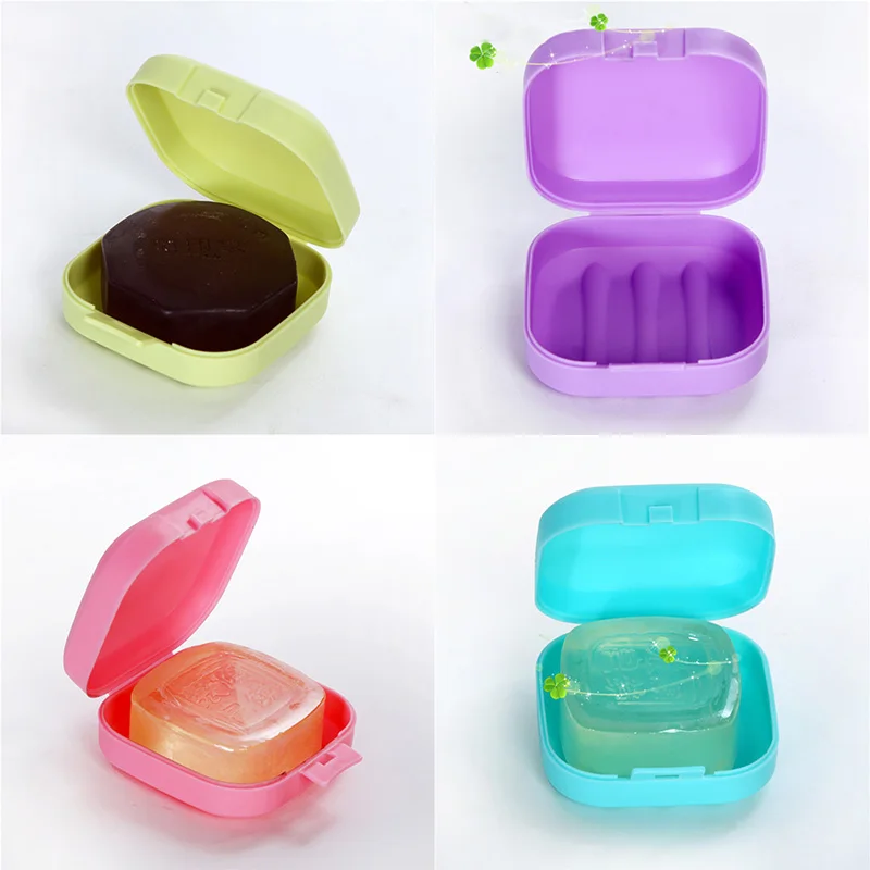 Candy Color Portable Soap Plastic Holder Travel Supplies Square Bathroom Accessories Soap Storage Container Soap Dish