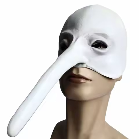 White Long-Nosed Woodpecker Latex Mask, Carnival Masquerade Venice-Style Mask, Zanni-Style Festive Funny Animal Mask